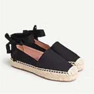JCrew canvas classic ankle tie espadrille flats in black